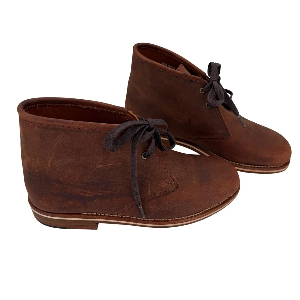 HELM USA Made Pull Up Leather Chukka Boots‎ Brown Heritage Quiet Luxury Mens 7D